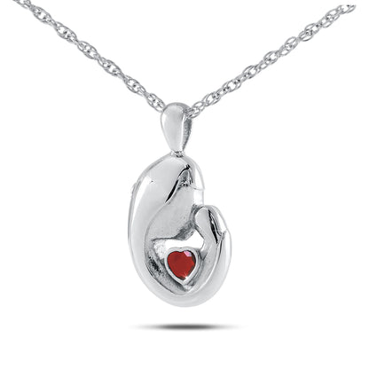 January w/ Garnet Sterling Silver Keepsake